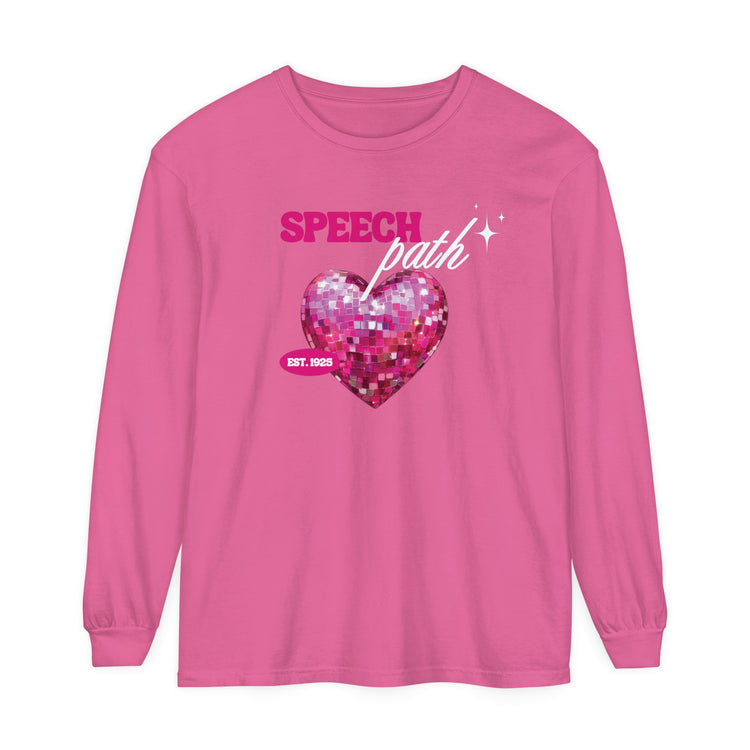 speech path disco heart long sleeve tee