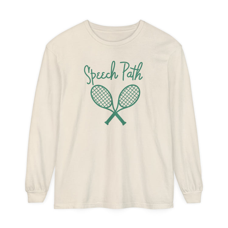 speech path beverly hills tennis comfort colors long sleeve tee