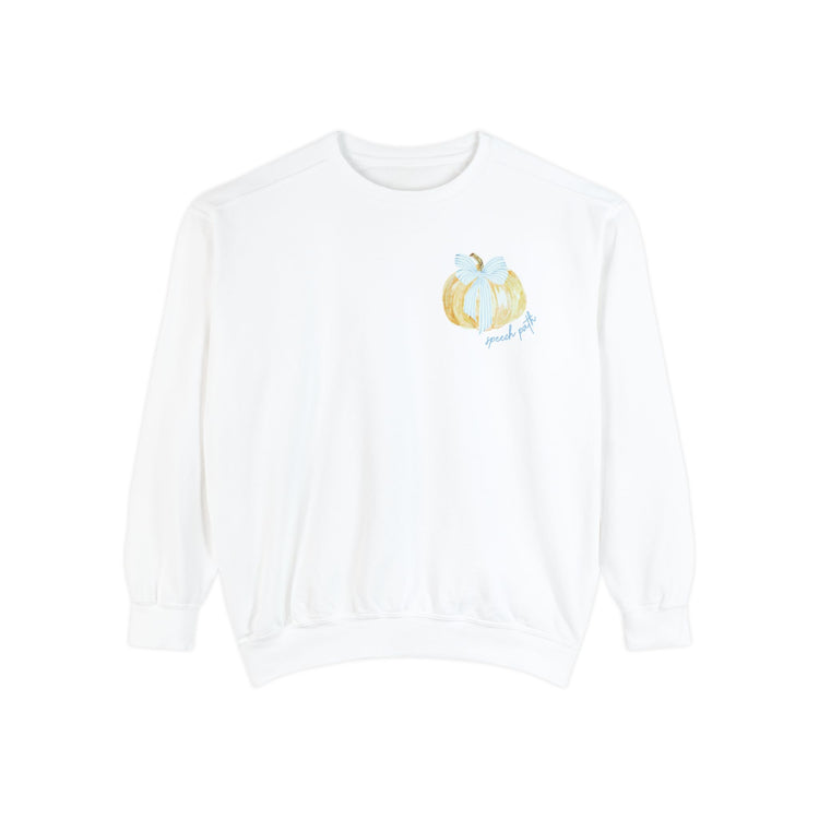 pumpkin bow SLP comfort colors crewneck