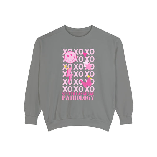 xoxo speech language pathology comfort colors crewneck (sample sale)