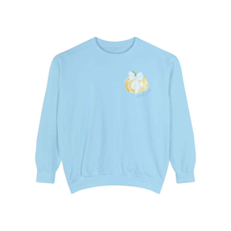 pumpkin bow SLP comfort colors crewneck