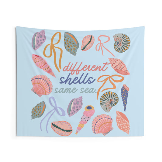 different shells, same sea wall tapestry