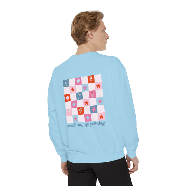 bloom in speech flowers comfort colors crewneck