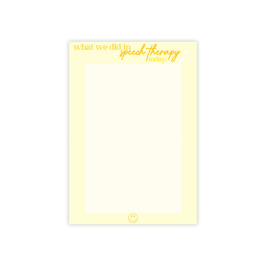 "what we did in speech today" yellow 4X6 Post-it® Note Pads