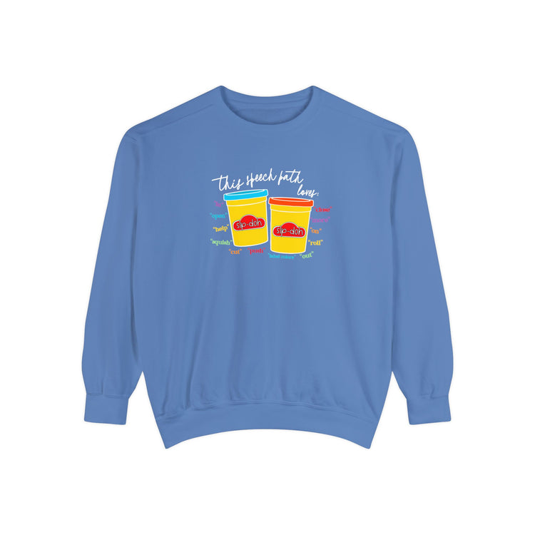 slp-doh speech path loves comfort colors crewneck