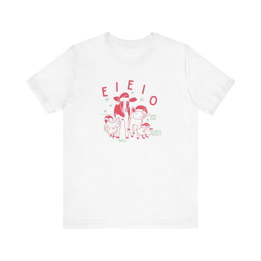 EIEIO holiday barn animals short sleeve tee