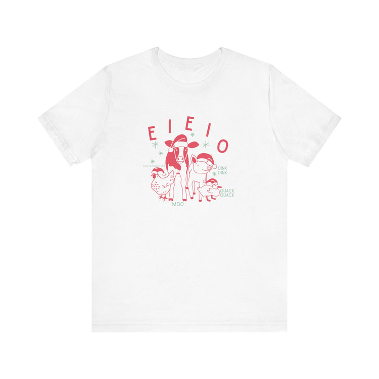 EIEIO holiday barn animals short sleeve tee
