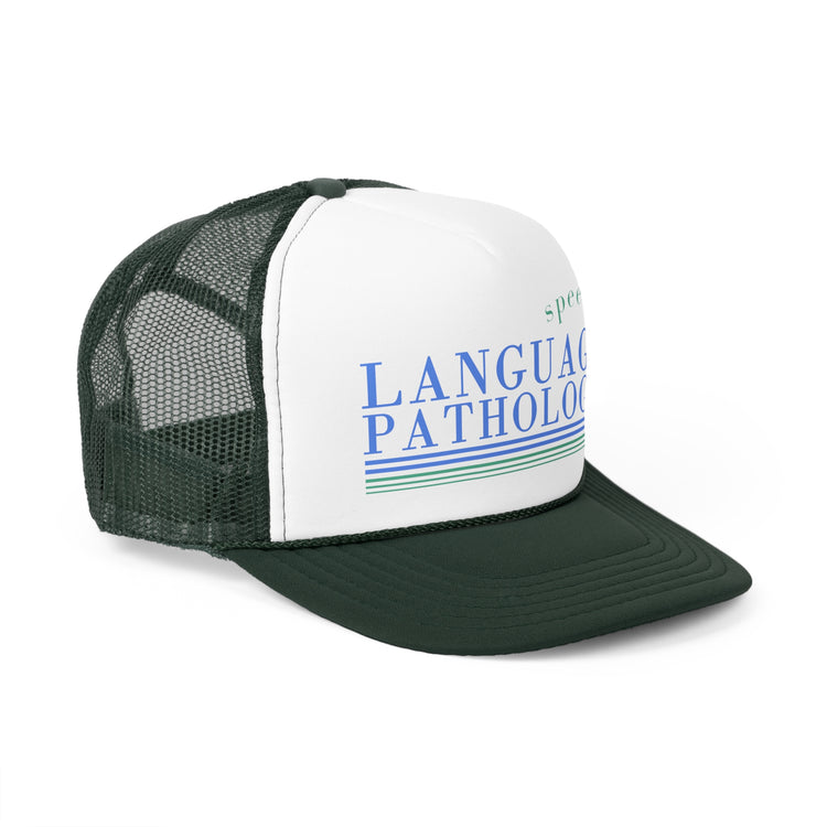 speech pathology blue green trucker hat