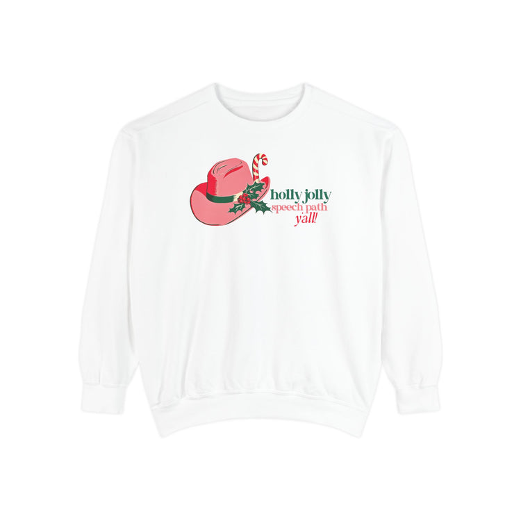 holly jolly speech path y'all comfort colors crewneck