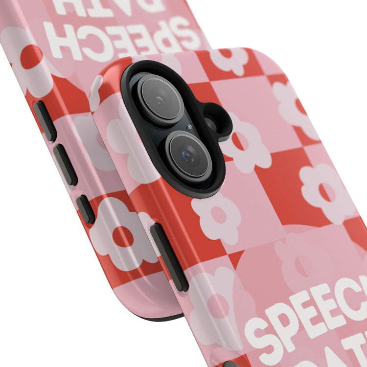 speech path red retro flower iPhone case