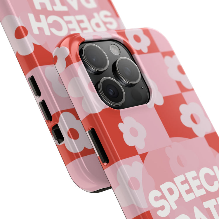 speech path red retro flower iPhone case