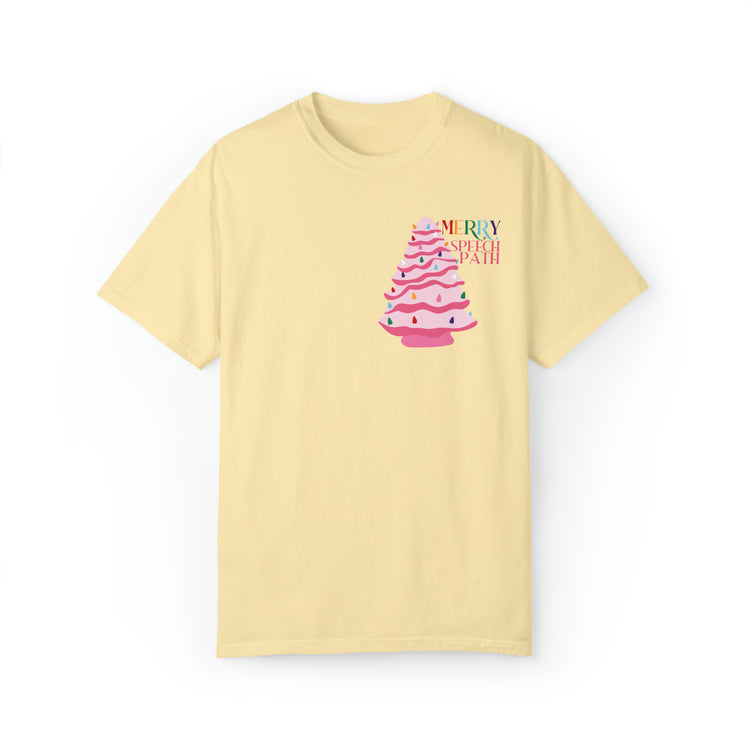 merry speech path ceramic tree comfort colors tee