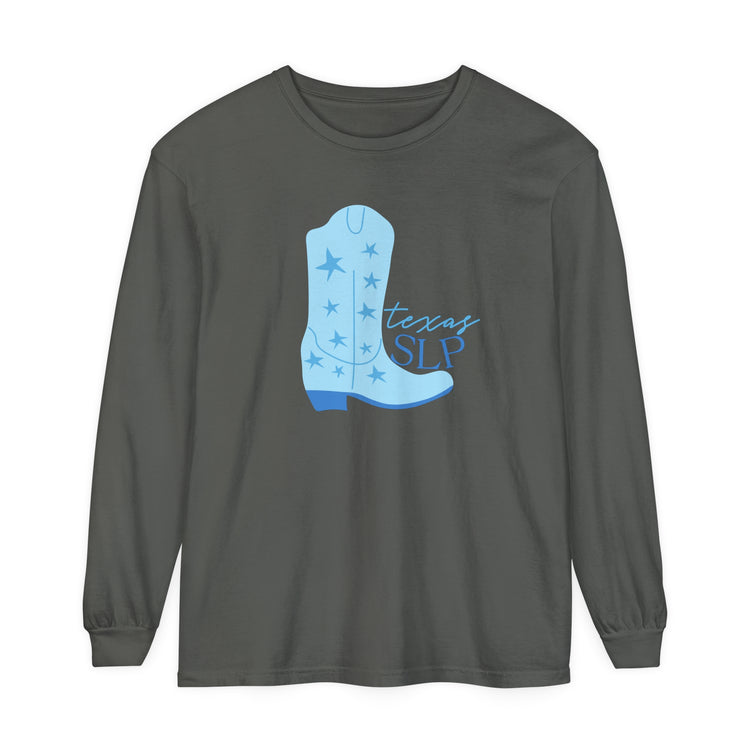 blue boot texas slp comfort colors long sleeve tee