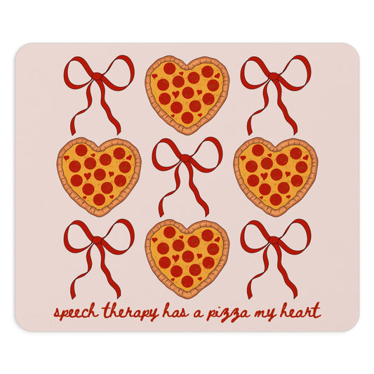 speech therapy has a pizza my heart mouse pad