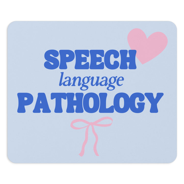 speech language pathology bow + heart mouse pad