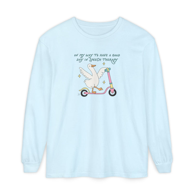on my way to speech goose long sleeve tee