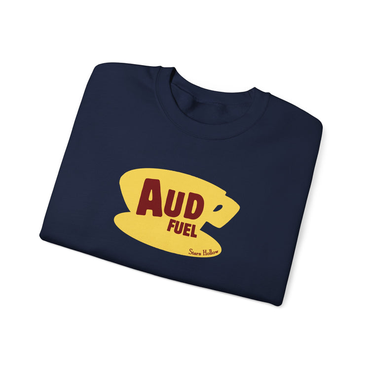 aud fuel yellow coffee cup crewneck