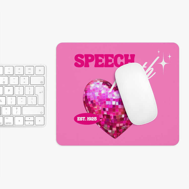 pink disco heart speech path mouse pad