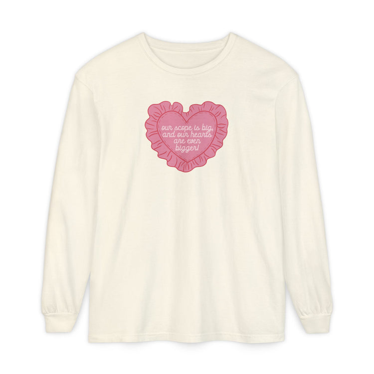 our scope is big heart pillow long sleeve tee