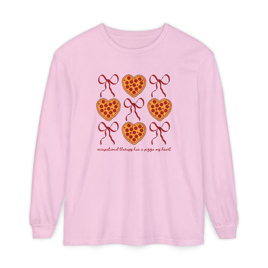 OT has a pizza my heart comfort colors long sleeve tee