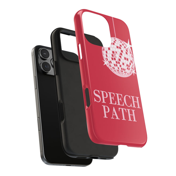 speech path disco ball red iPhone case