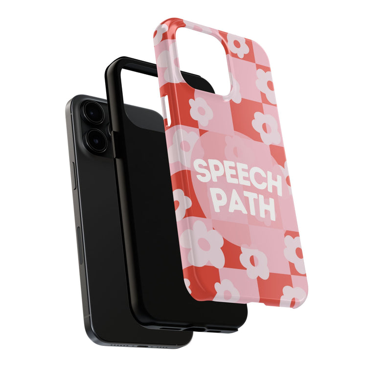 speech path red retro flower iPhone case