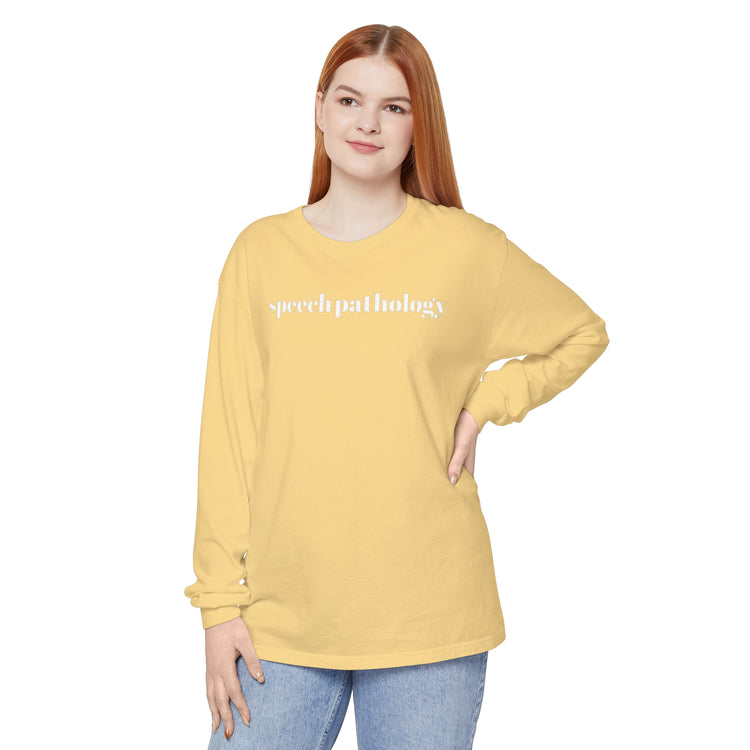 simple speech pathology comfort colors long sleeve tee