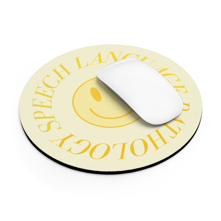 yellow speech language pathology smiley mouse pad