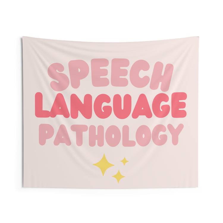 speech language pathology pink block wall tapestry