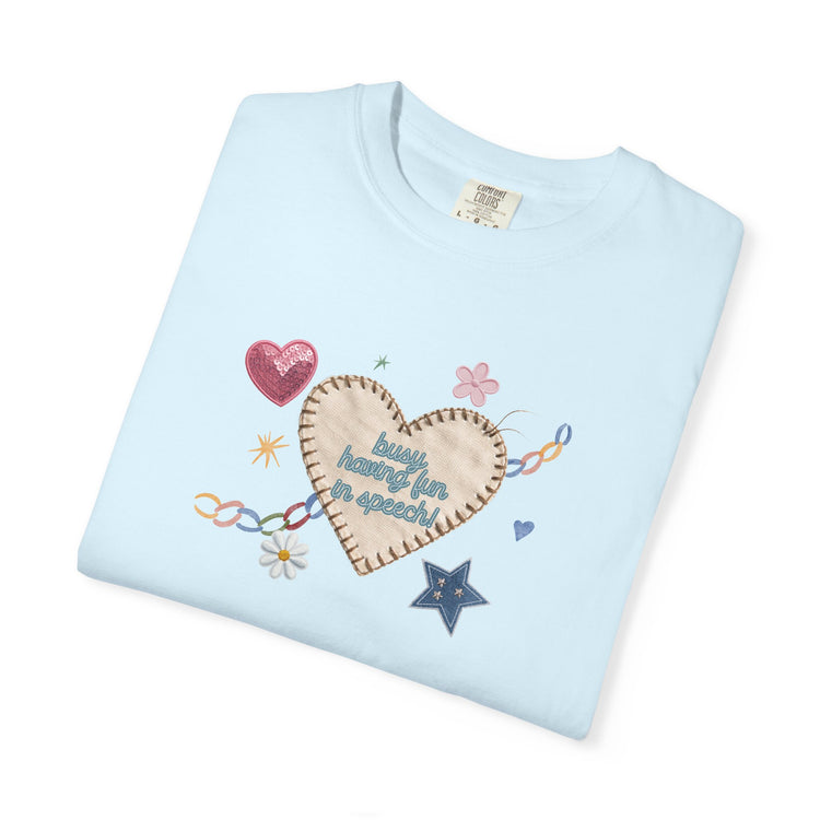 busy having fun patches comfort colors tee