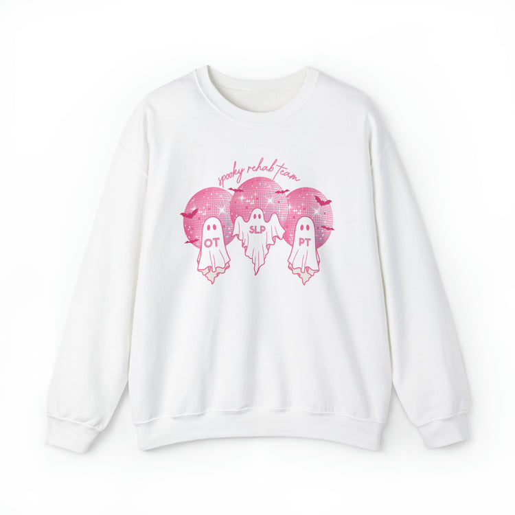 spooky rehab meeting pink disco ghosts crewneck