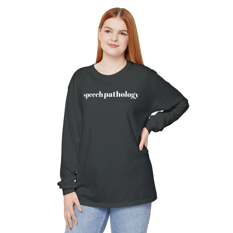 simple speech pathology comfort colors long sleeve tee