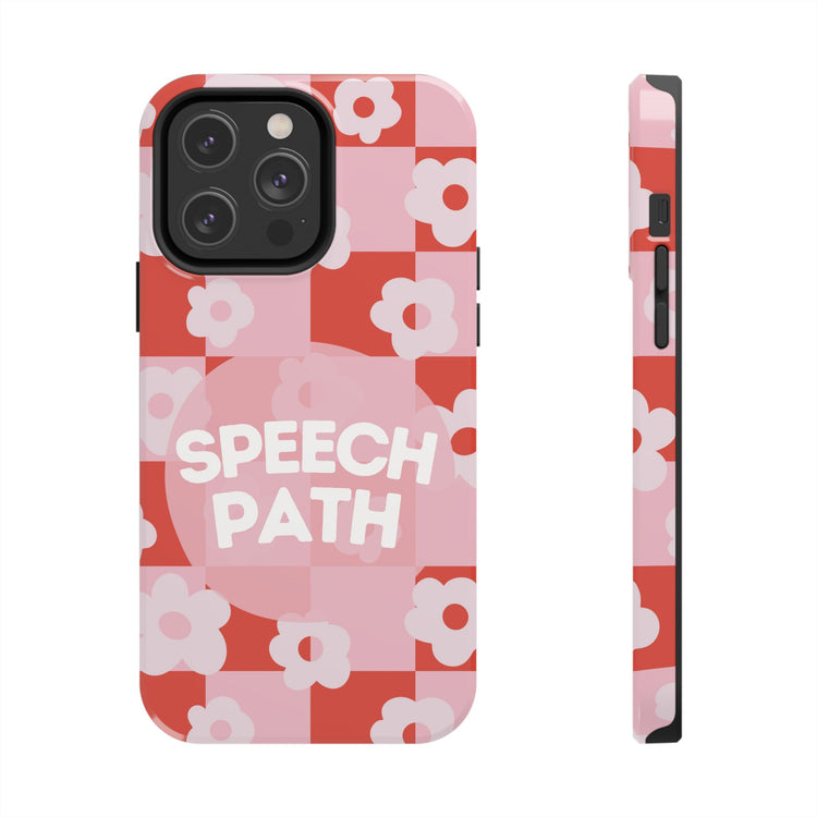 speech path red retro flower iPhone case