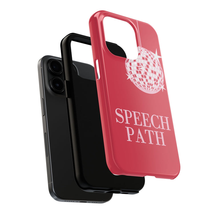 speech path disco ball red iPhone case