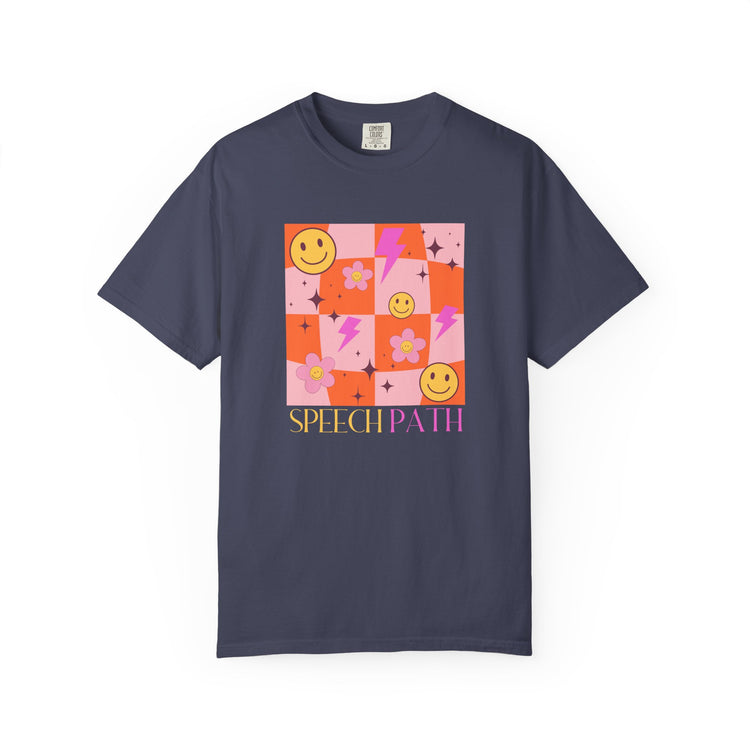 smiley disco speech path comfort colors tee