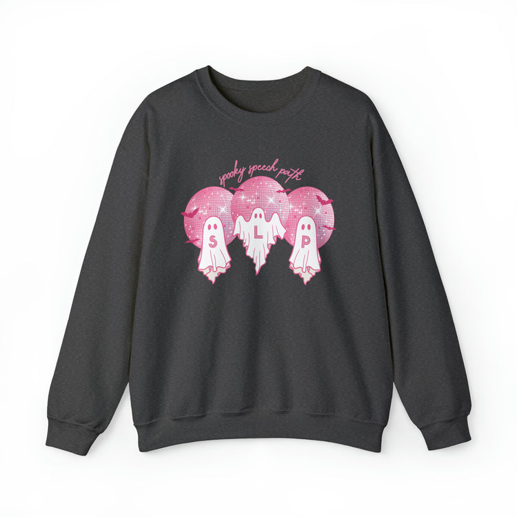 spooky speech pink disco ghosts crewneck