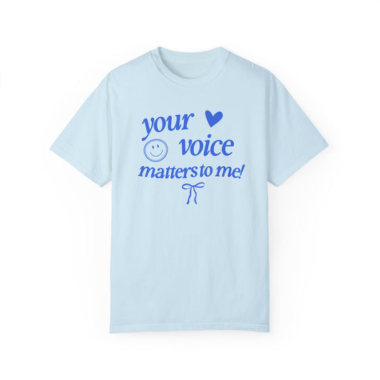 YOUR VOICE MATTERS BLUE BOW COMFORT COLORS TEE