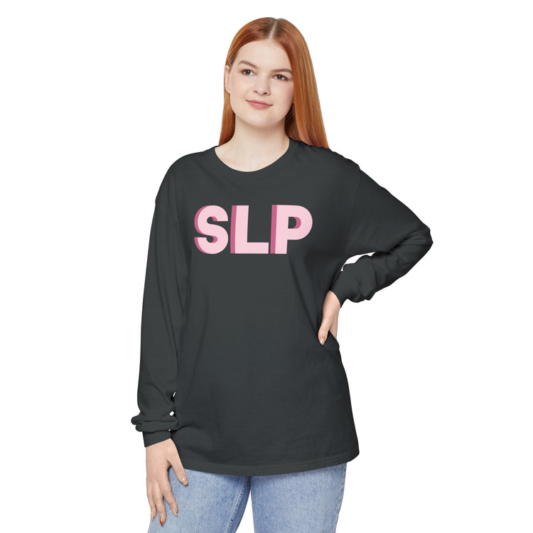 SLP block pink comfort colors long sleeve tee