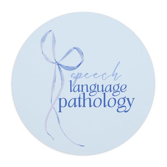 speech pathology blue bow mouse pad