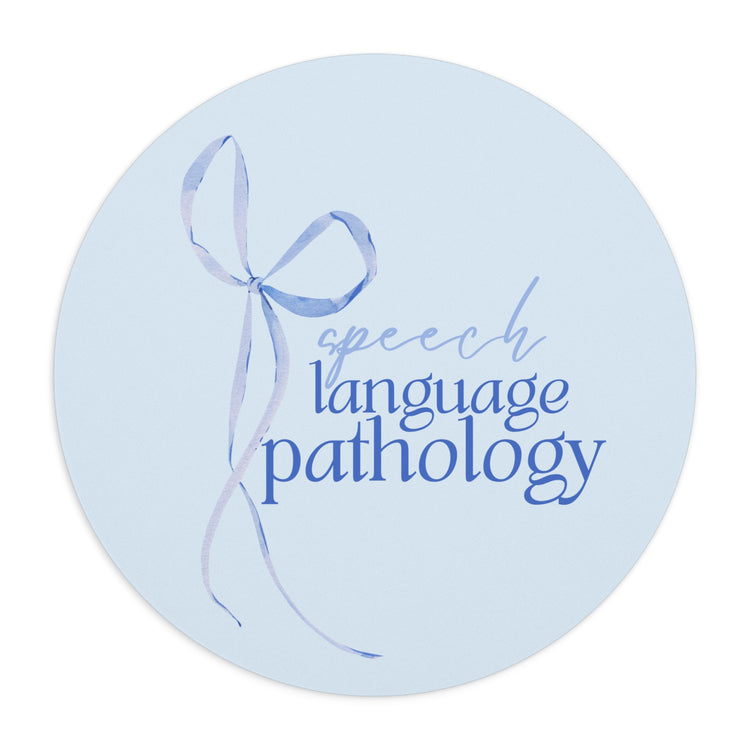 speech pathology blue bow mouse pad