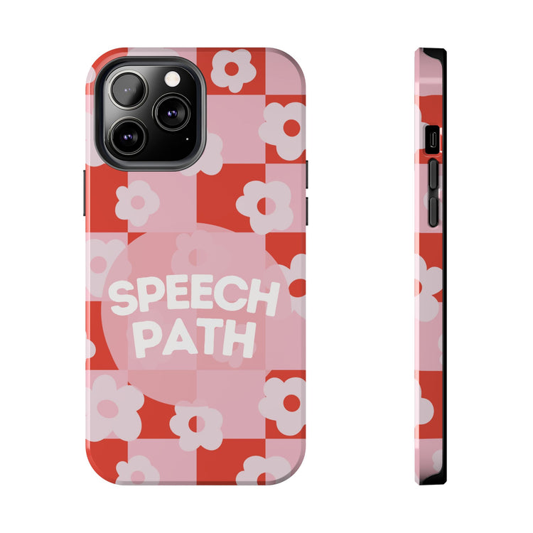 speech path red retro flower iPhone case