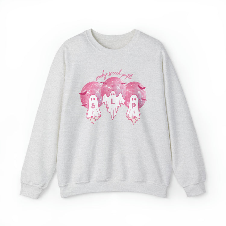 spooky speech pink disco ghosts crewneck