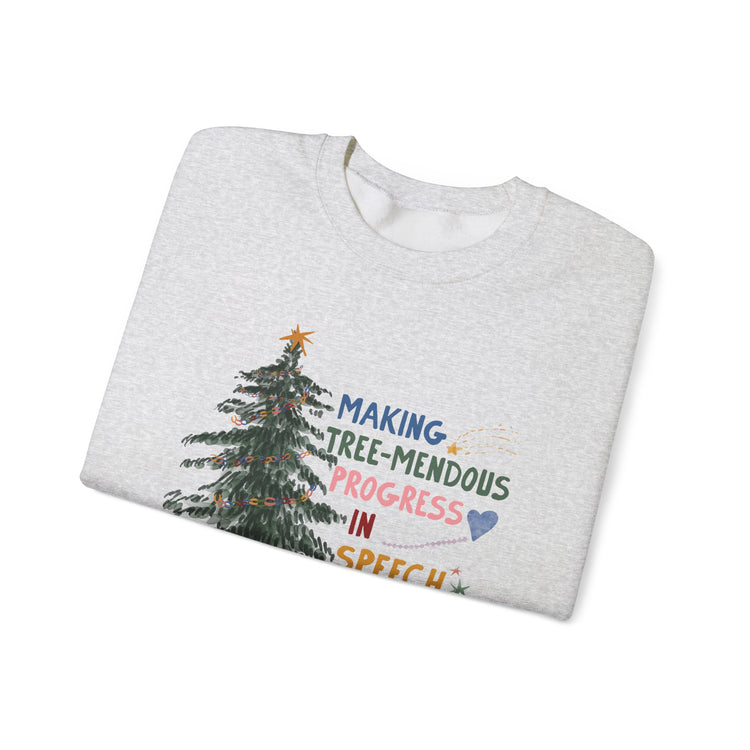 making tree-mendous progress in speech crewneck