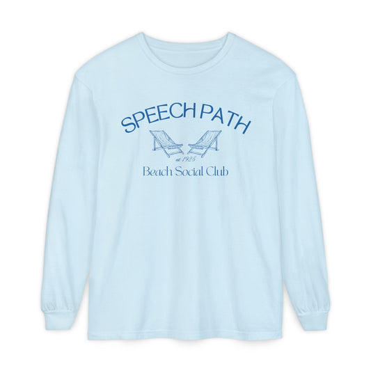 speech path beach chairs comfort colors long sleeve tee