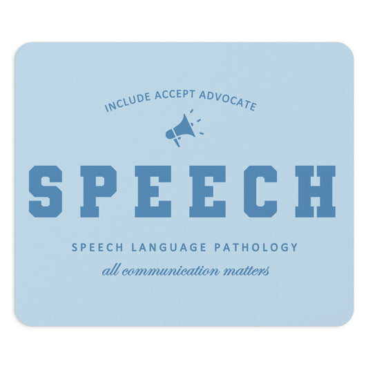 varsity speech blue megaphone mouse pad