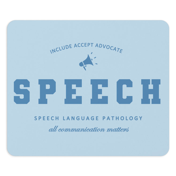 varsity speech blue megaphone mouse pad