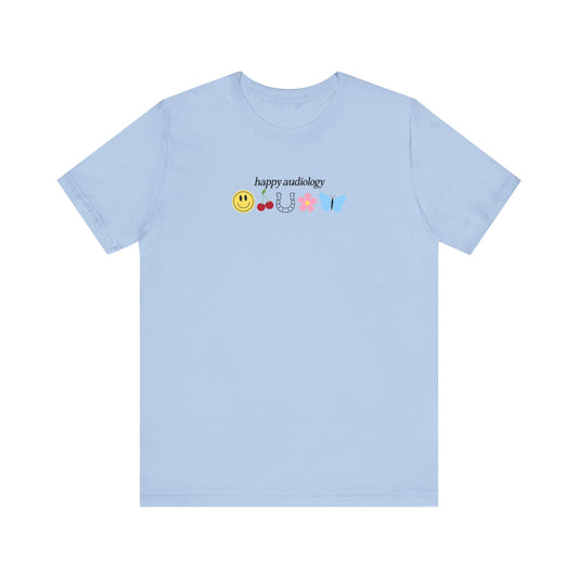 happy audiology short sleeve tee