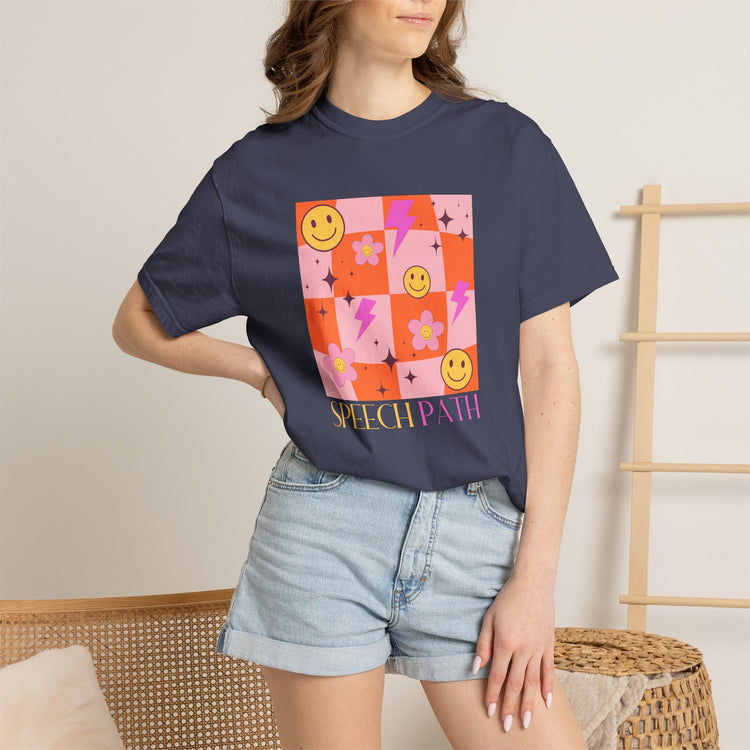 smiley disco speech path comfort colors tee