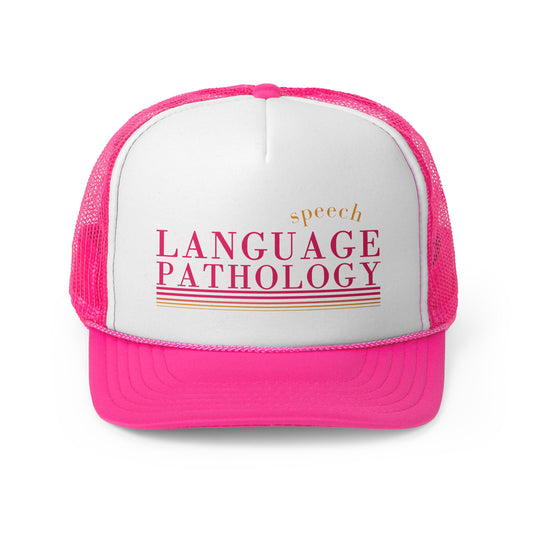 speech pathology pink lines trucker hat