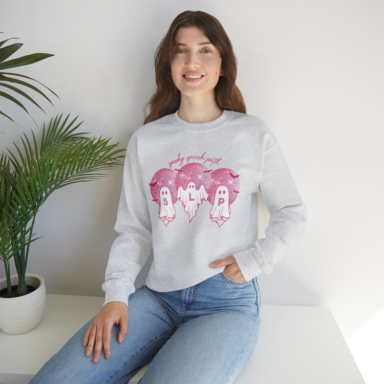 spooky speech pink disco ghosts crewneck